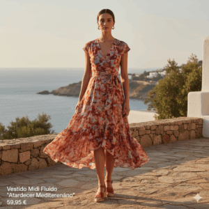 Vestido Midi Fluido "Atardecer Mediterráneo"